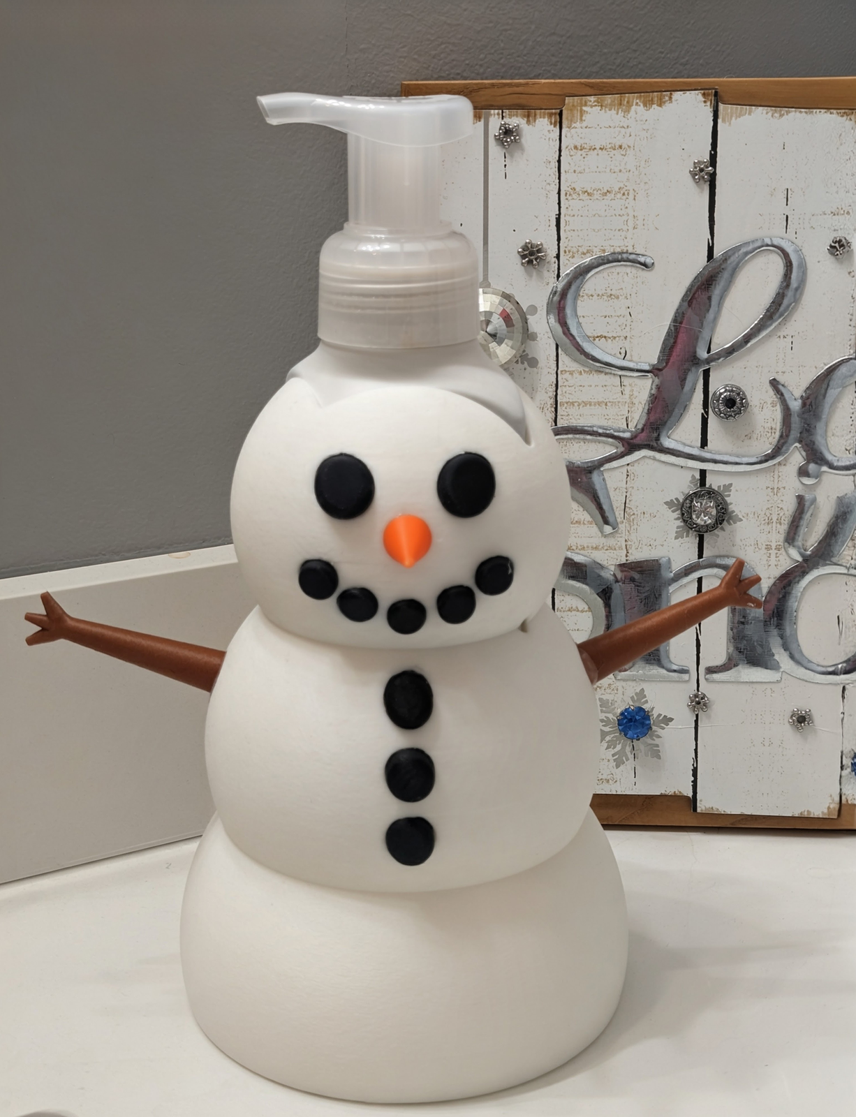 Stick-Arm Snowman Soap Dispenser