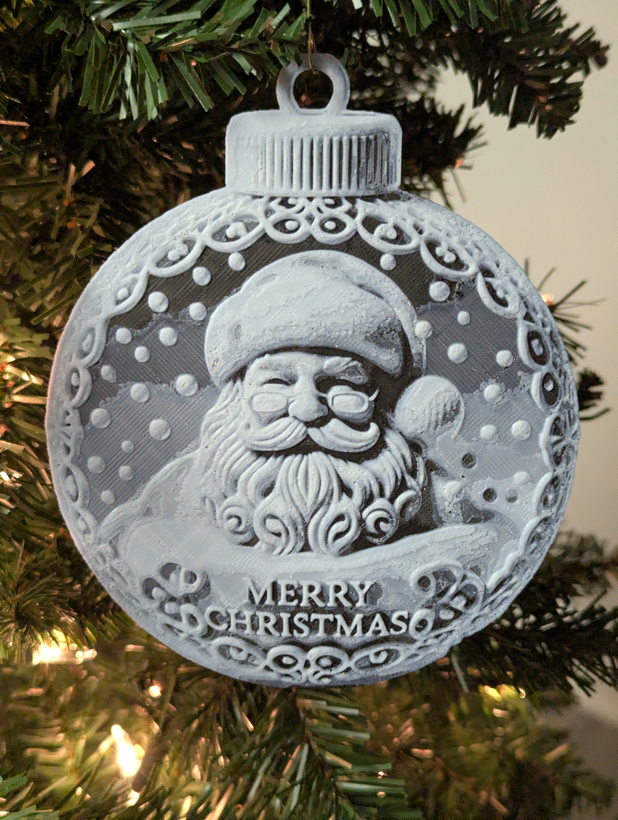 Merry Christmas Santa Bauble Ornament
