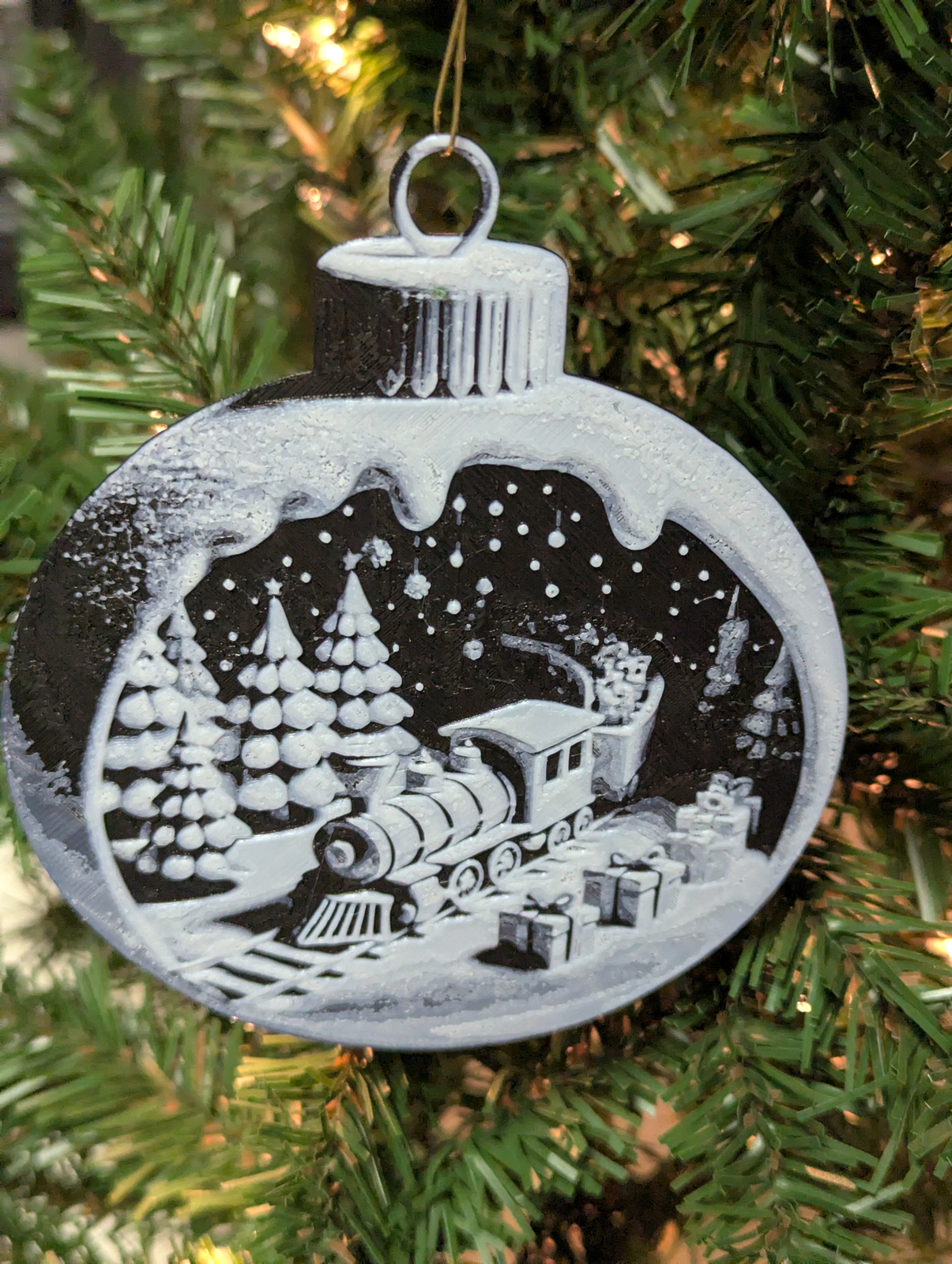 Snowy Train Scene Ornament