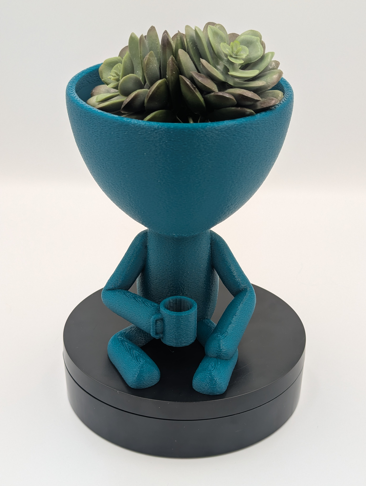 Teal Sitting Mug Planter