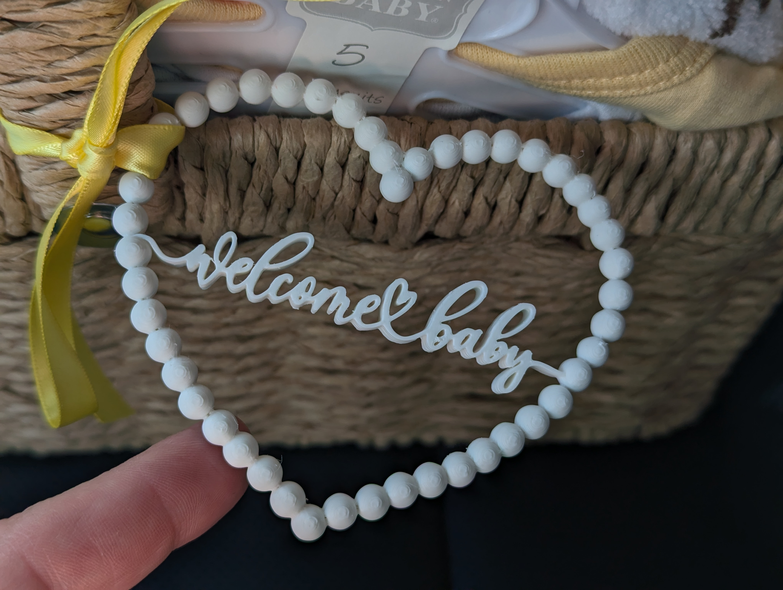 Welcome Baby Beaded Heart Sign