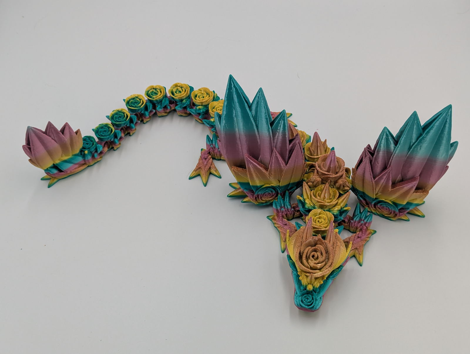 Crystal Rose Dragon (Teal/Pink/Gold)