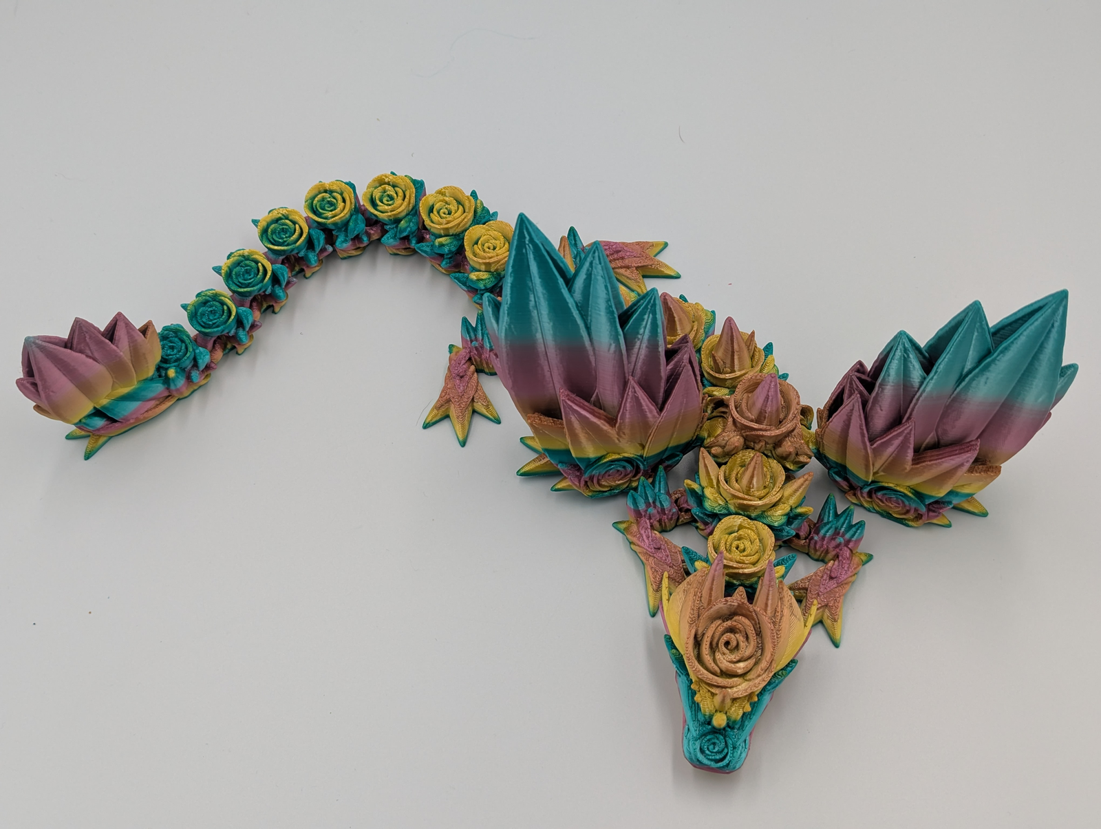 Crystal Rose Dragon (Teal/Pink/Gold)